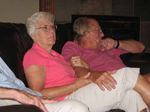 Linda, John around the house